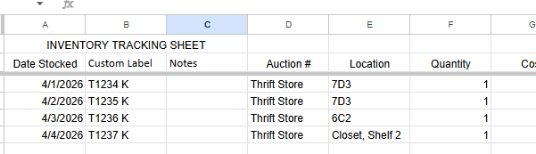Reseller Inventory Spreadsheet with Profit Calculator Digital Download