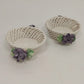 Vintage Italian ceramic lattice baskets with purple violet flowers