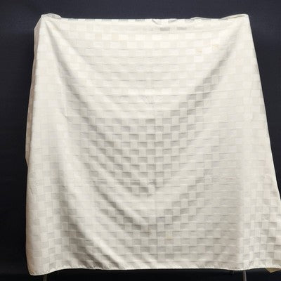 Ivory white square tablecloth with windowpane checkered pattern
