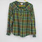 J.Jill women's plaid popover shirt with green, brown and blue tones