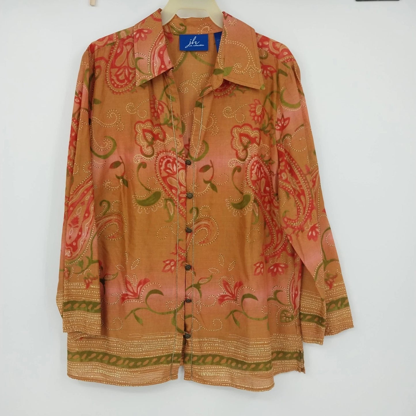 JH Collectibles multicolor paisley button front long sleeve blouse
