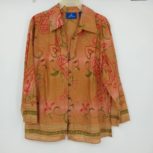JH Collectibles multicolor paisley button front long sleeve blouse