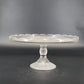 Vintage Jeannette Glass pedestal cake stand with clear Harp pattern
