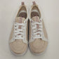 Keds tan and plum canvas lace up sneakers womens size 8.5