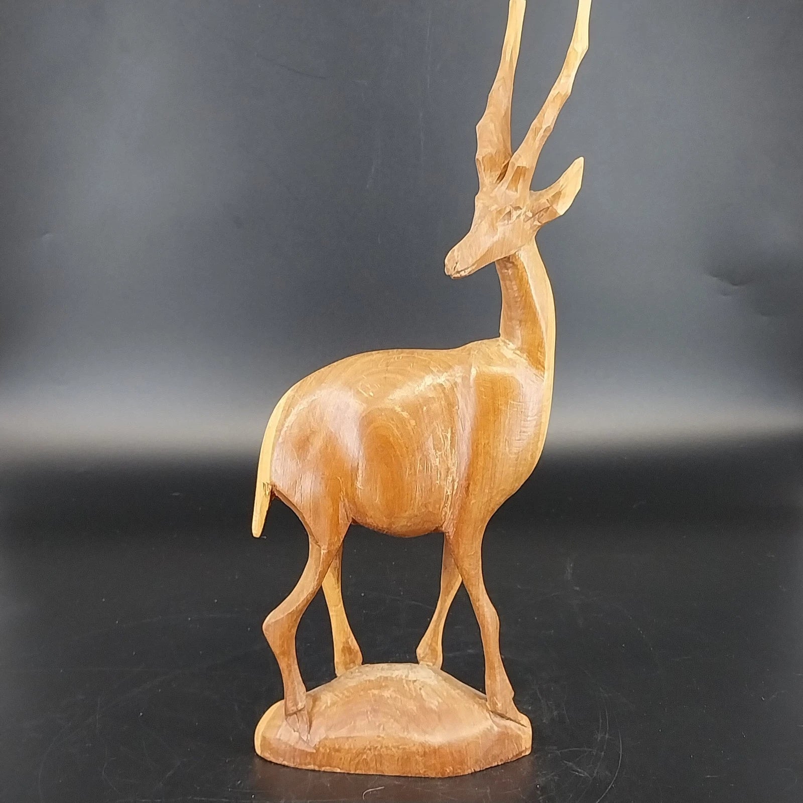 Hand carved wooden gazelle sculpture from Kenya