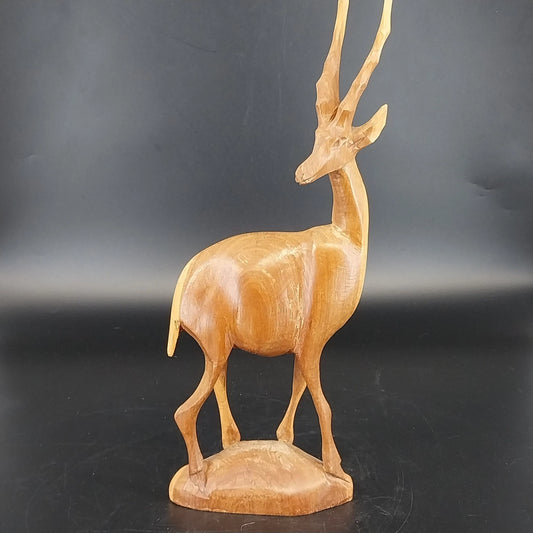 Hand carved wooden gazelle sculpture from Kenya