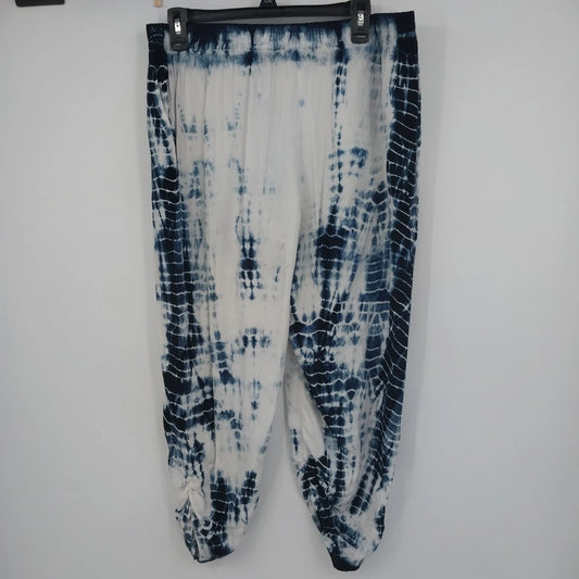 Khakis Company women's blue and white tie dye harem pants size medium