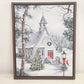 Framed Susan Rios church in snow canvas print with LED lights