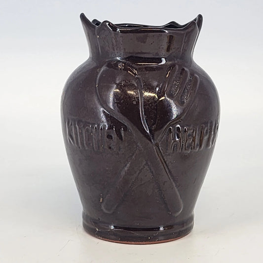 Kitchen Helper redware utensil crock stoneware farmhouse