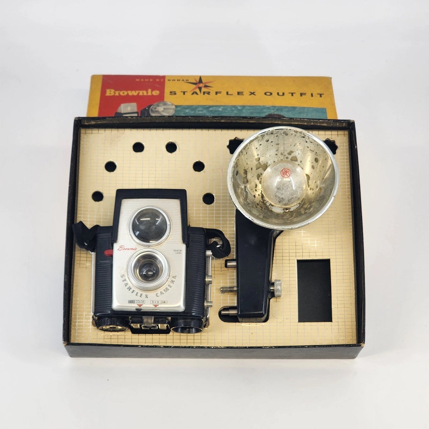 Kodak Brownie Starflex camera with box flash