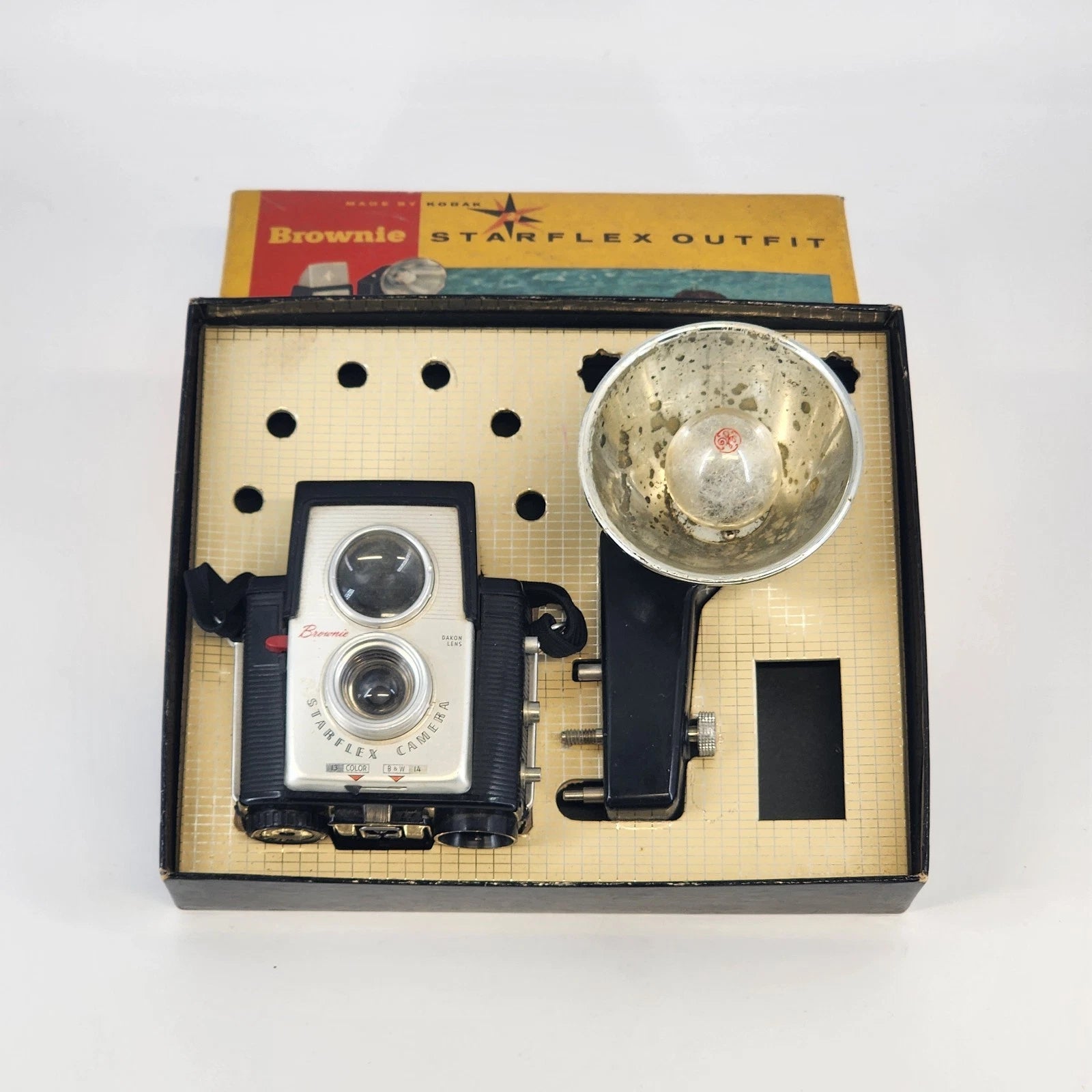 Kodak Brownie Starflex camera with box flash
