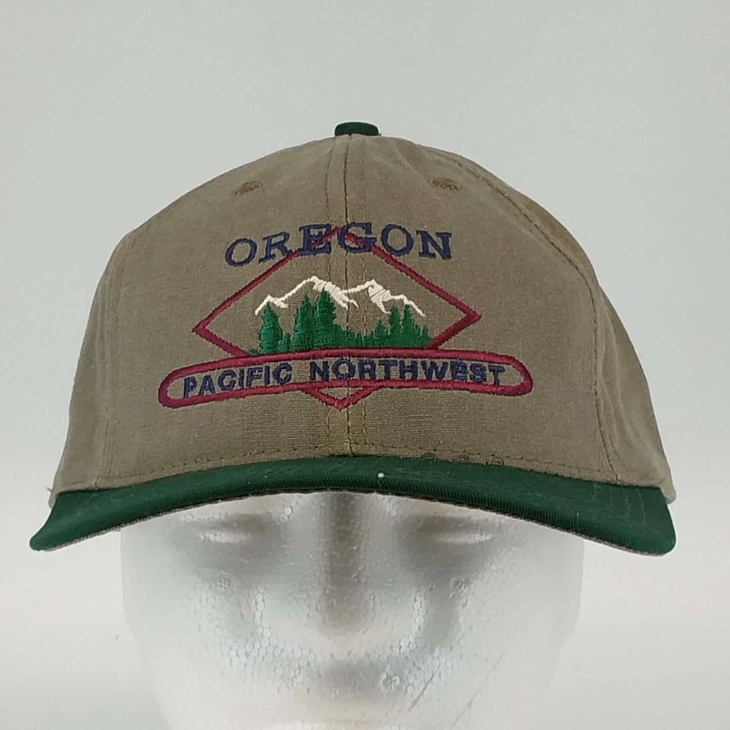 Vintage Oregon Pacific Northwest khaki green snapback hat