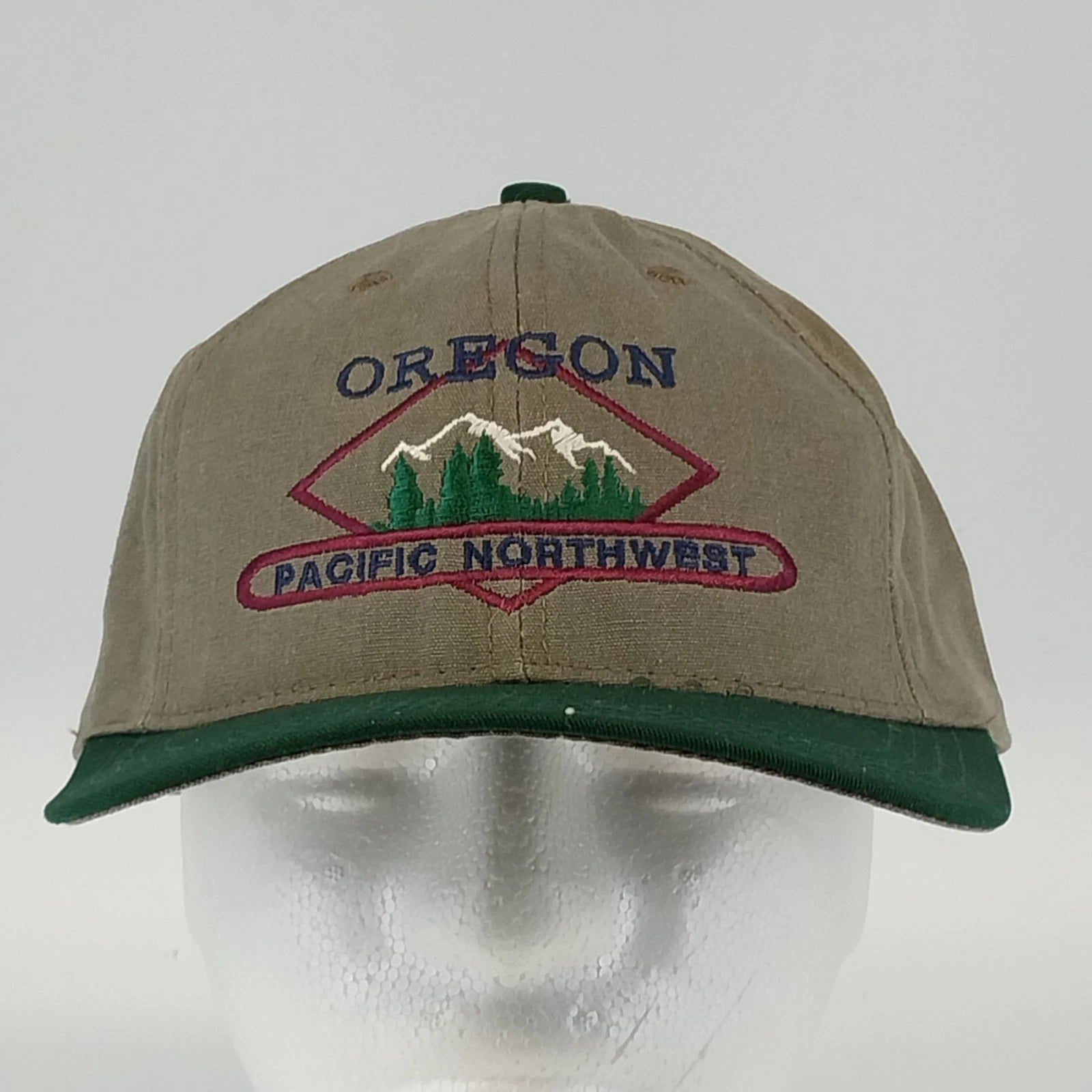 Vintage Oregon Pacific Northwest khaki green snapback hat