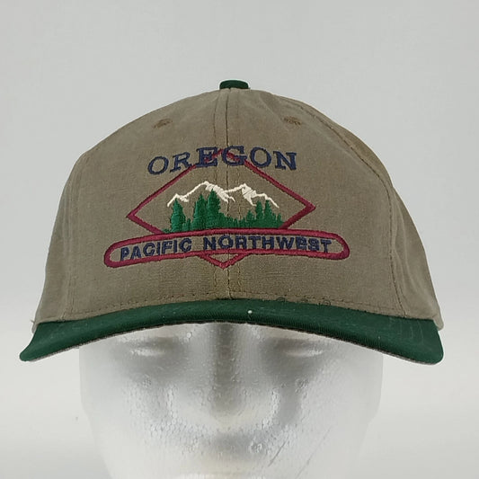 Vintage Oregon Pacific Northwest khaki green snapback hat
