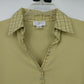 Green LOFT Ann Taylor blouse with plaid trim accents