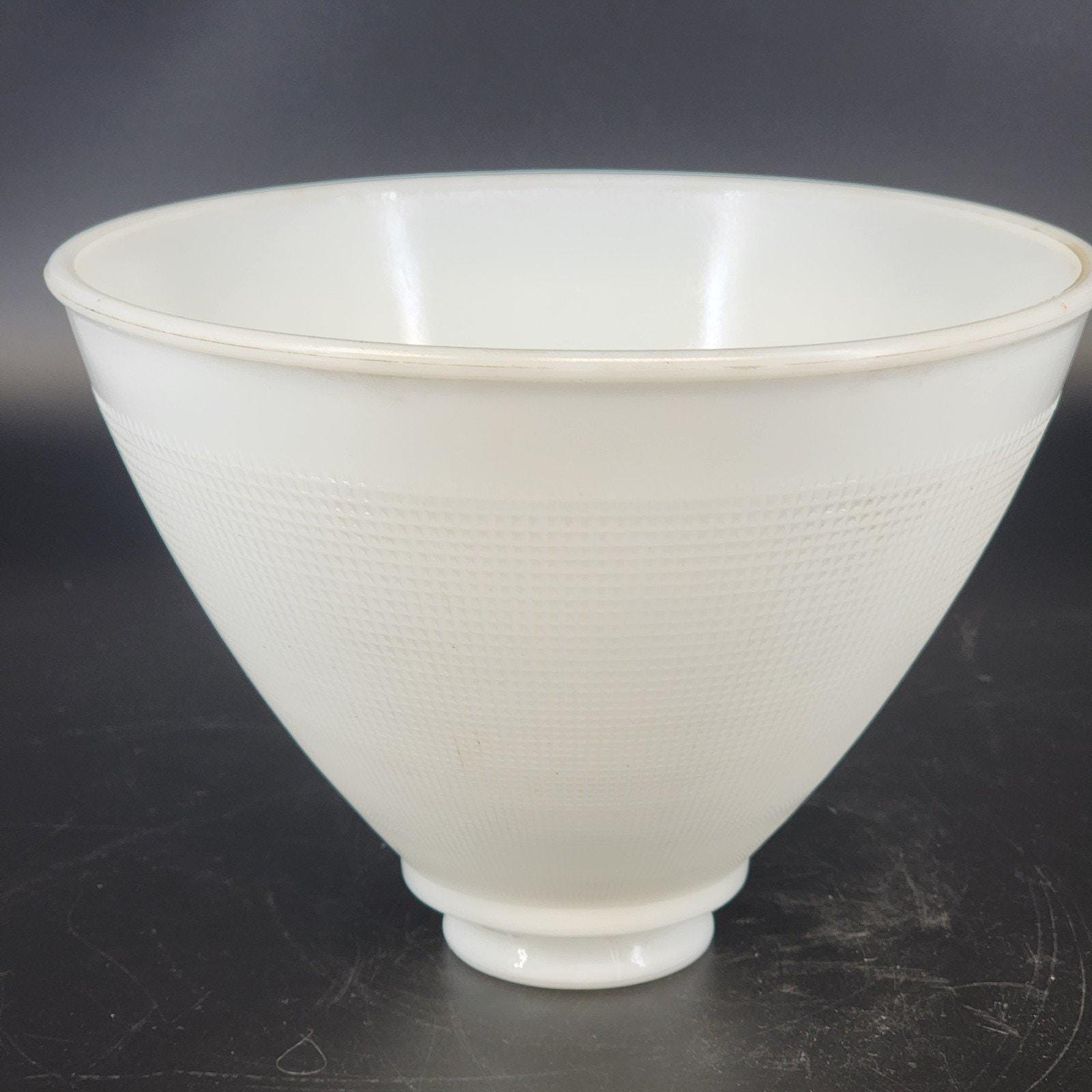 White milk glass torchiere lamp shade with waffle pattern diffuser