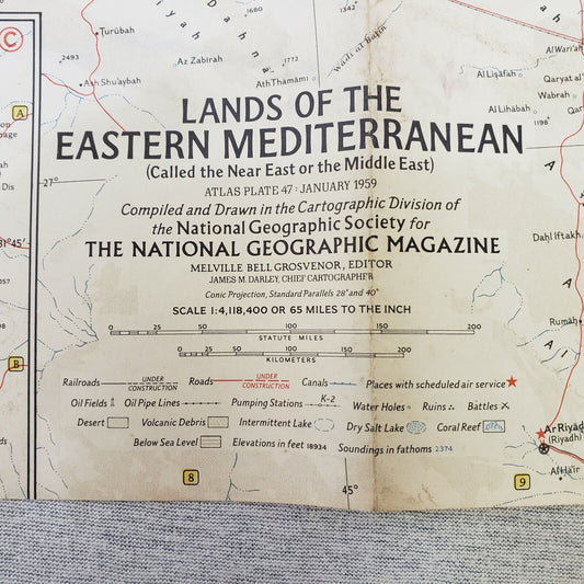 Lands of the Eastern Mediterranean Map National Geographic January 1959