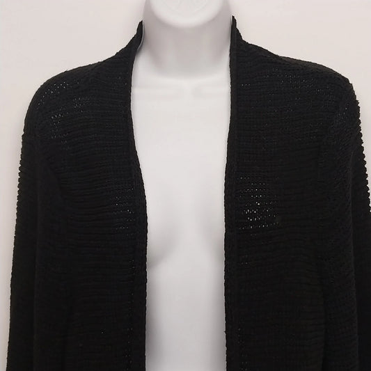 Laura Ashley women's black open front knit cardigan size medium