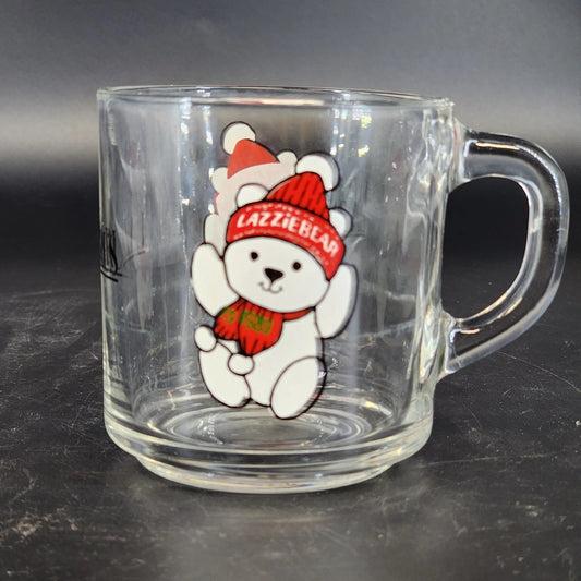 Vintage Lazzie Bear clear glass coffee mug
