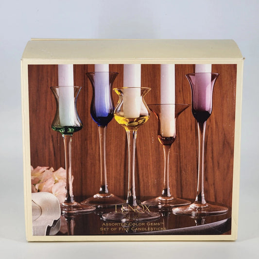 Lenox Color Gems multicolor crystal candlestick set of five