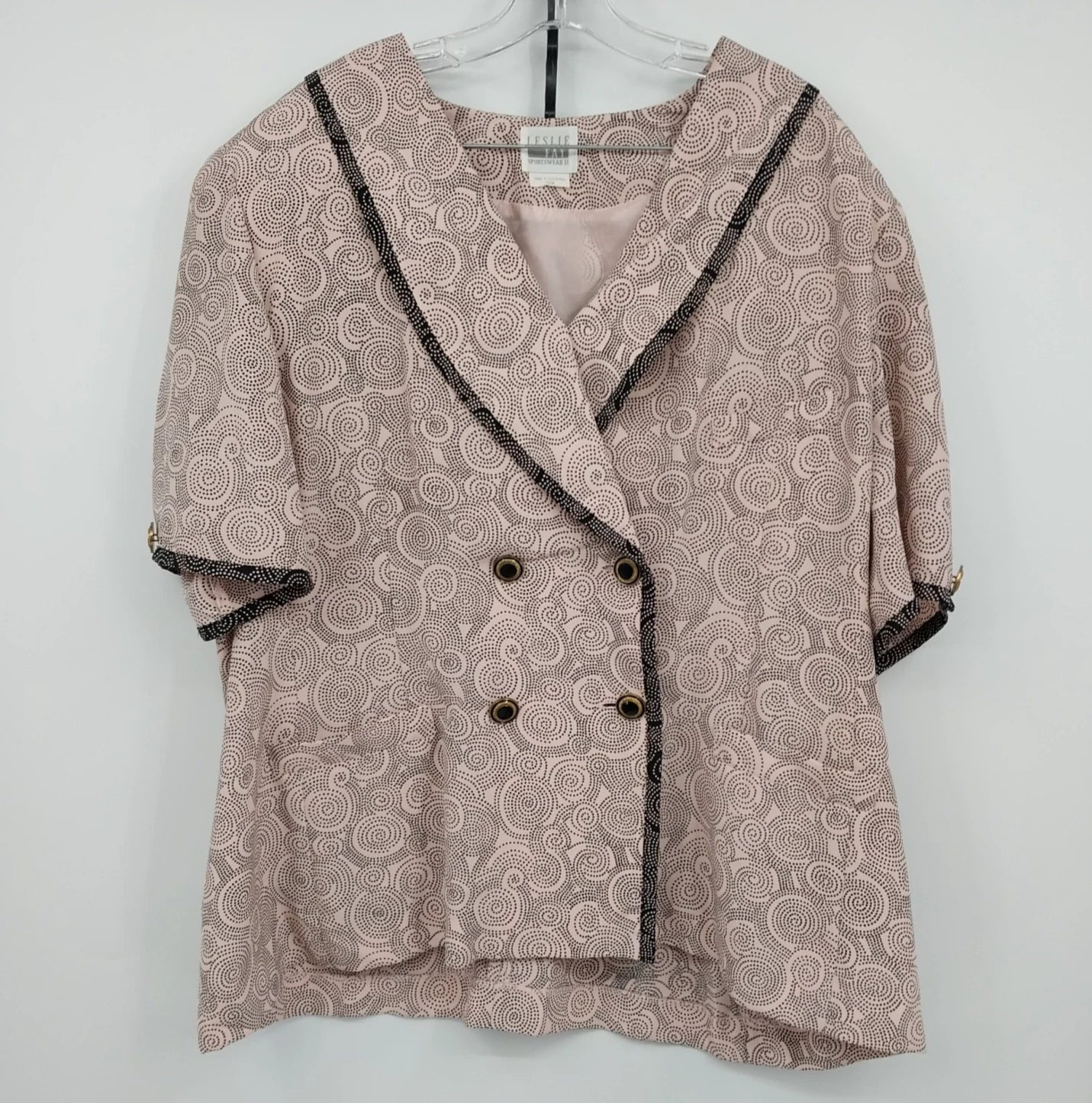 Leslie Fay Sportswear II pink paisley double breasted shirt jacket 24W