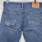 Blue distressed Levi's 505 straight leg jeans heavy wash denim