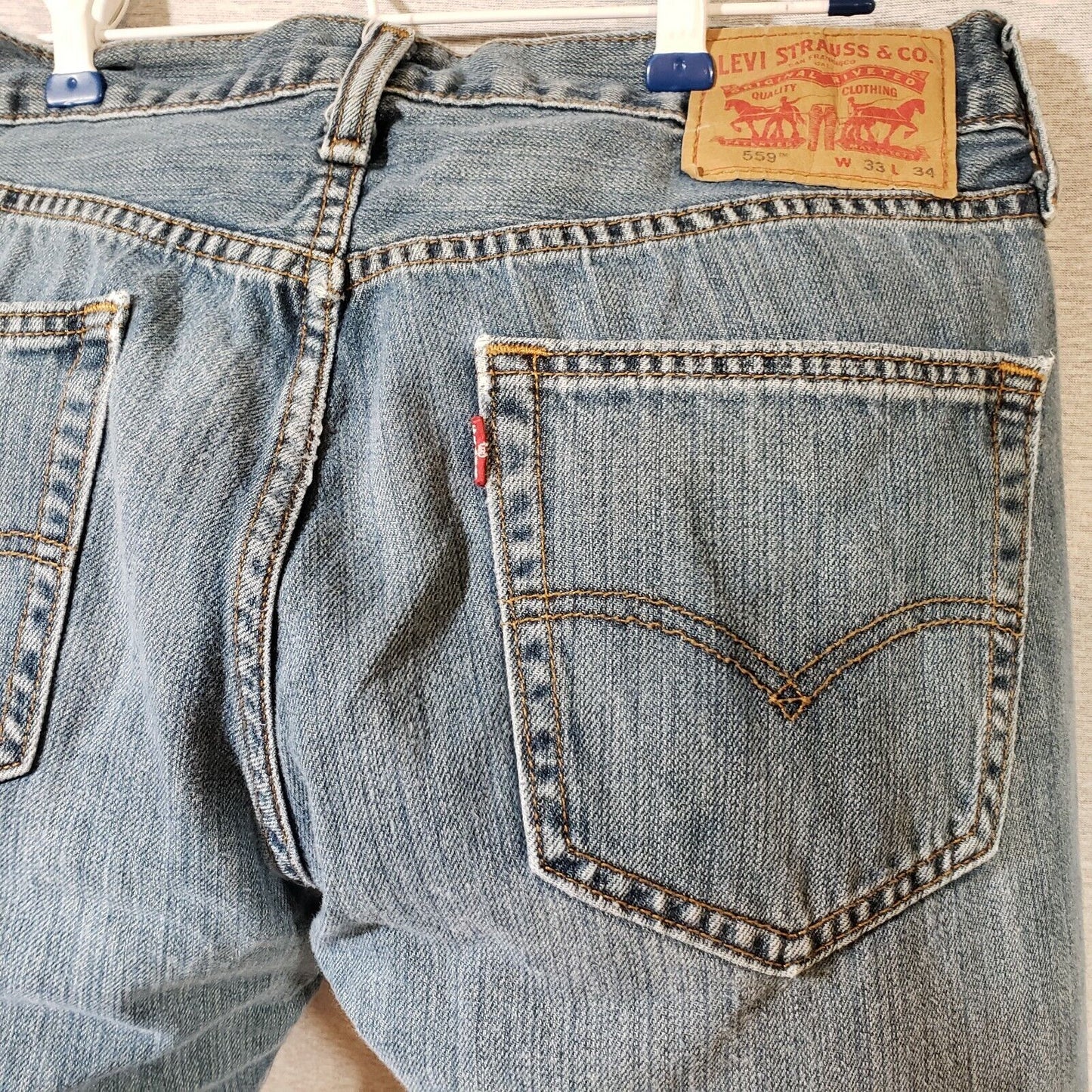 Mens Levi's 559 relaxed straight blue denim jeans classic fit