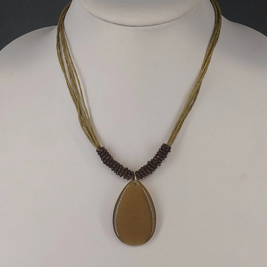 Linea Pelle gold teardrop pendant necklace with multi strand cord
