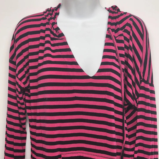Live 2 Lounge striped hoodie tunic purple black