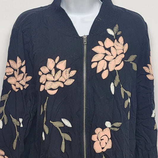 Black floral zip up jacket with Y2K goth fairy style
