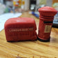 Red rubber London bus and bus stop mini souvenir toy set