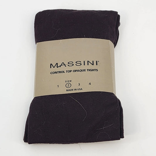 Massini brown control top opaque tights size 2 for women