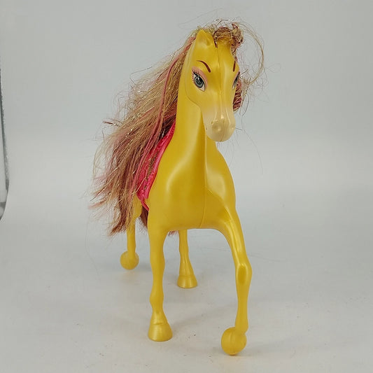 Yellow Disney Princess Belle horse toy with long flowing hair