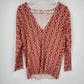 Merona orange and cream geometric button-front women's cardigan.