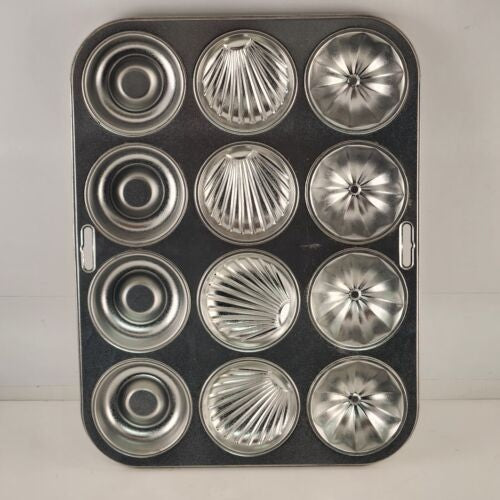 Metallic nonstick baking mold pan with shell donut and ball shapes