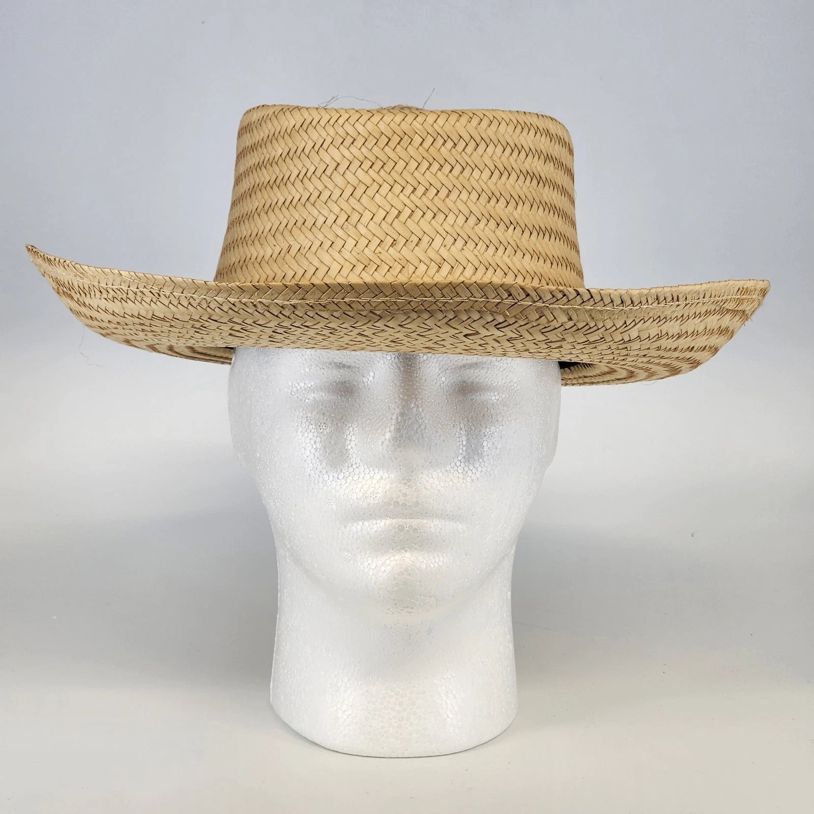 Handwoven natural straw wide brim sun hat made in Mexico