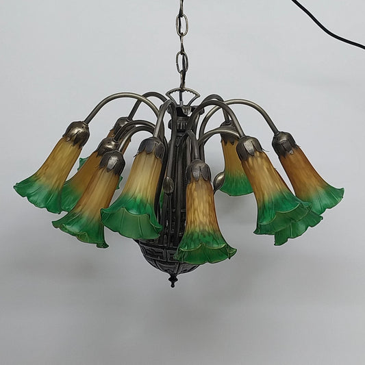 Meyda Tiffany pond lily stained glass chandelier