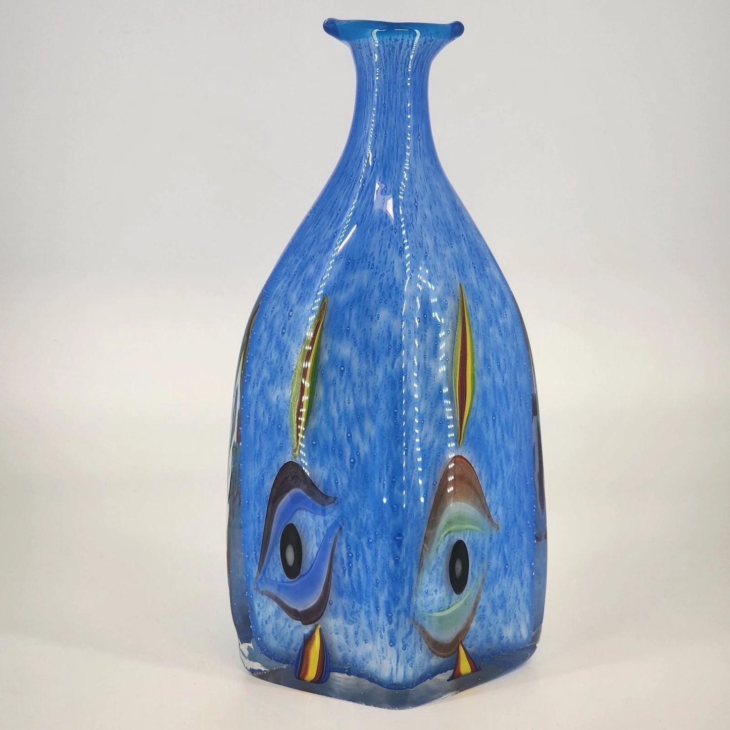 Milano Murano sommerso art glass vase with colorful eye motifs