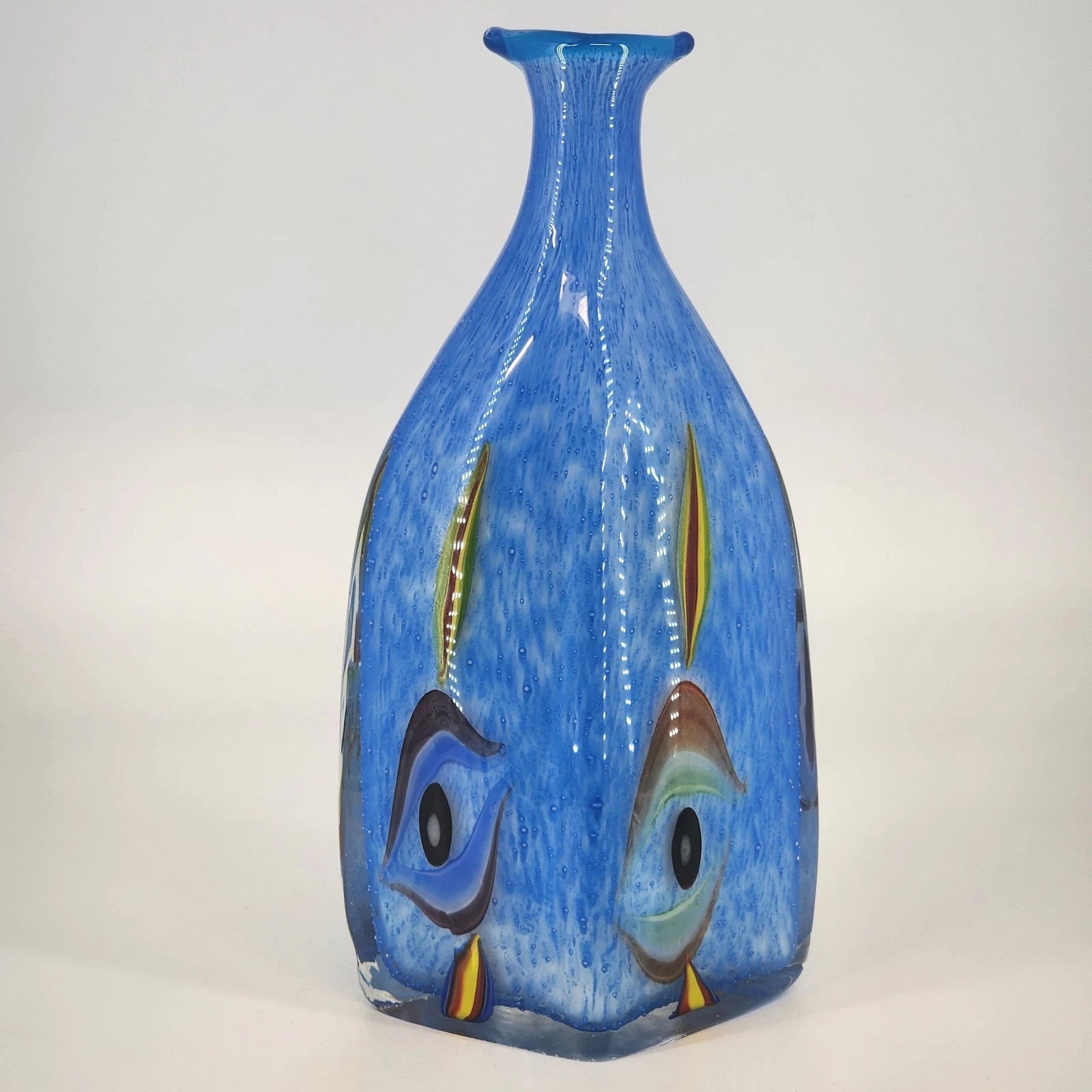 Milano Murano sommerso art glass vase with colorful eye motifs