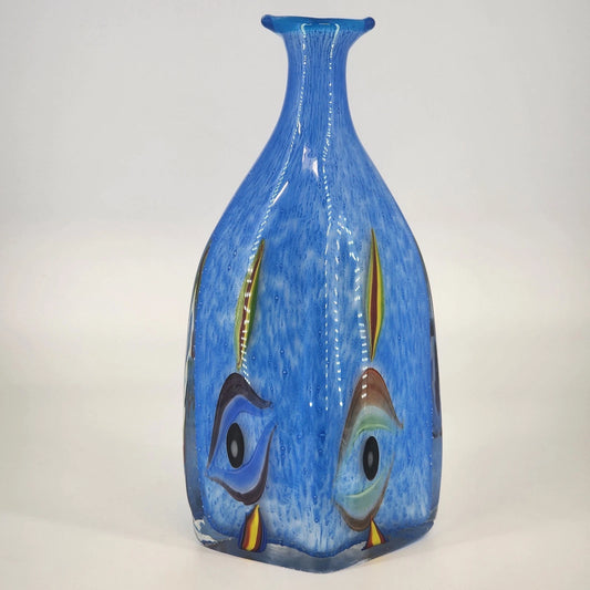 Milano Murano sommerso art glass vase with colorful eye motifs