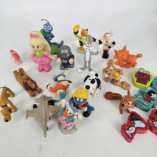 Mixed vintage mini toy lot Disney Peanuts Smurfs McDonalds figures