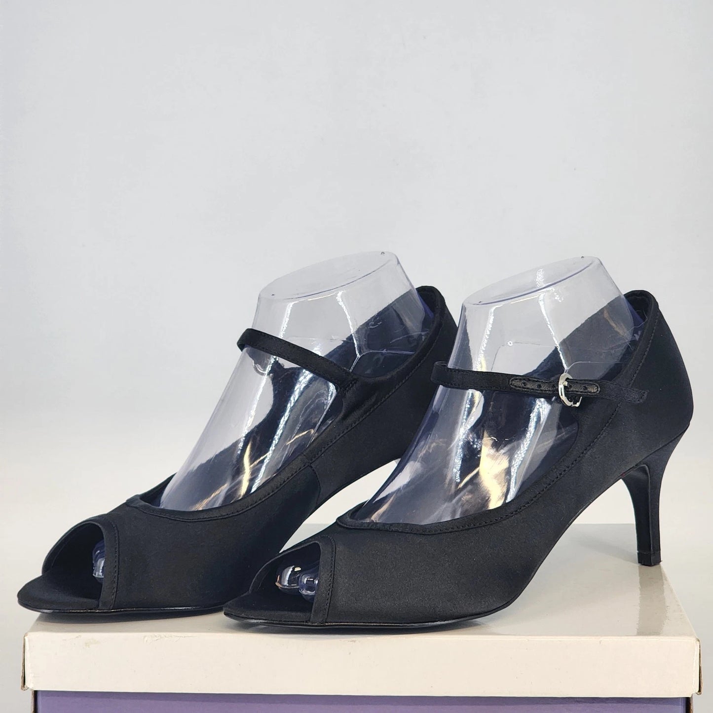 Mootsies Tootsies black satin strap heels for women