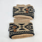 Beige knit boot toppers with button cuff accents