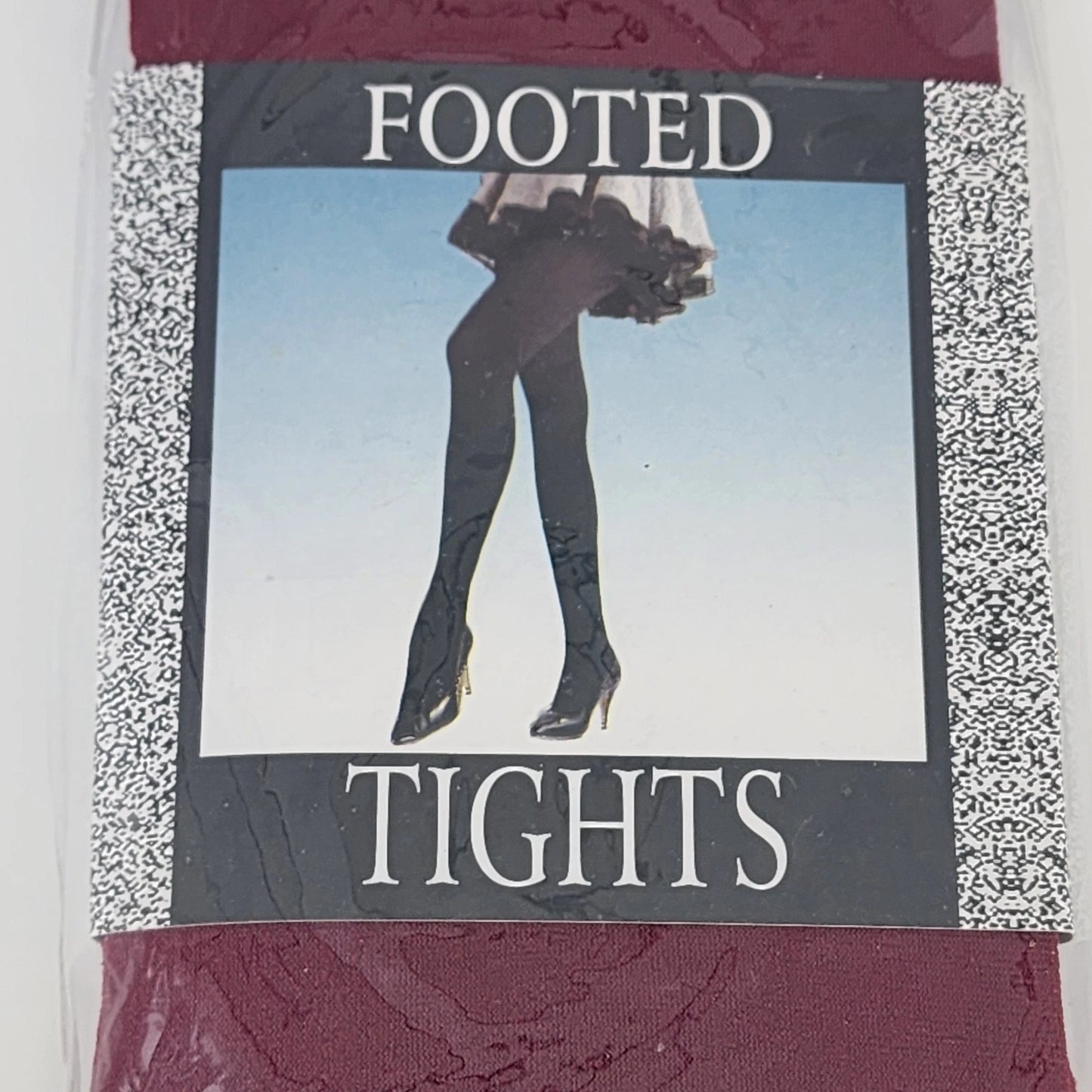 Vintage burgundy maroon footed nylon tights new old stock womens hosiery