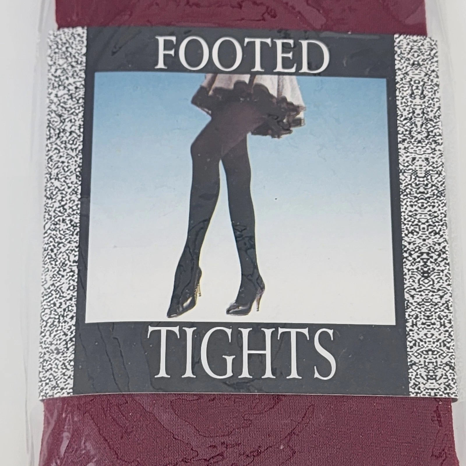 Vintage burgundy maroon footed nylon tights new old stock womens hosiery