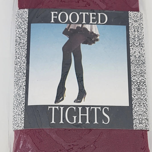Vintage burgundy maroon footed nylon tights new old stock womens hosiery