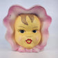 Vintage Napco baby girl ceramic head vase with pink bonnet