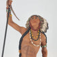 Large Native American warrior chief figurine with spear