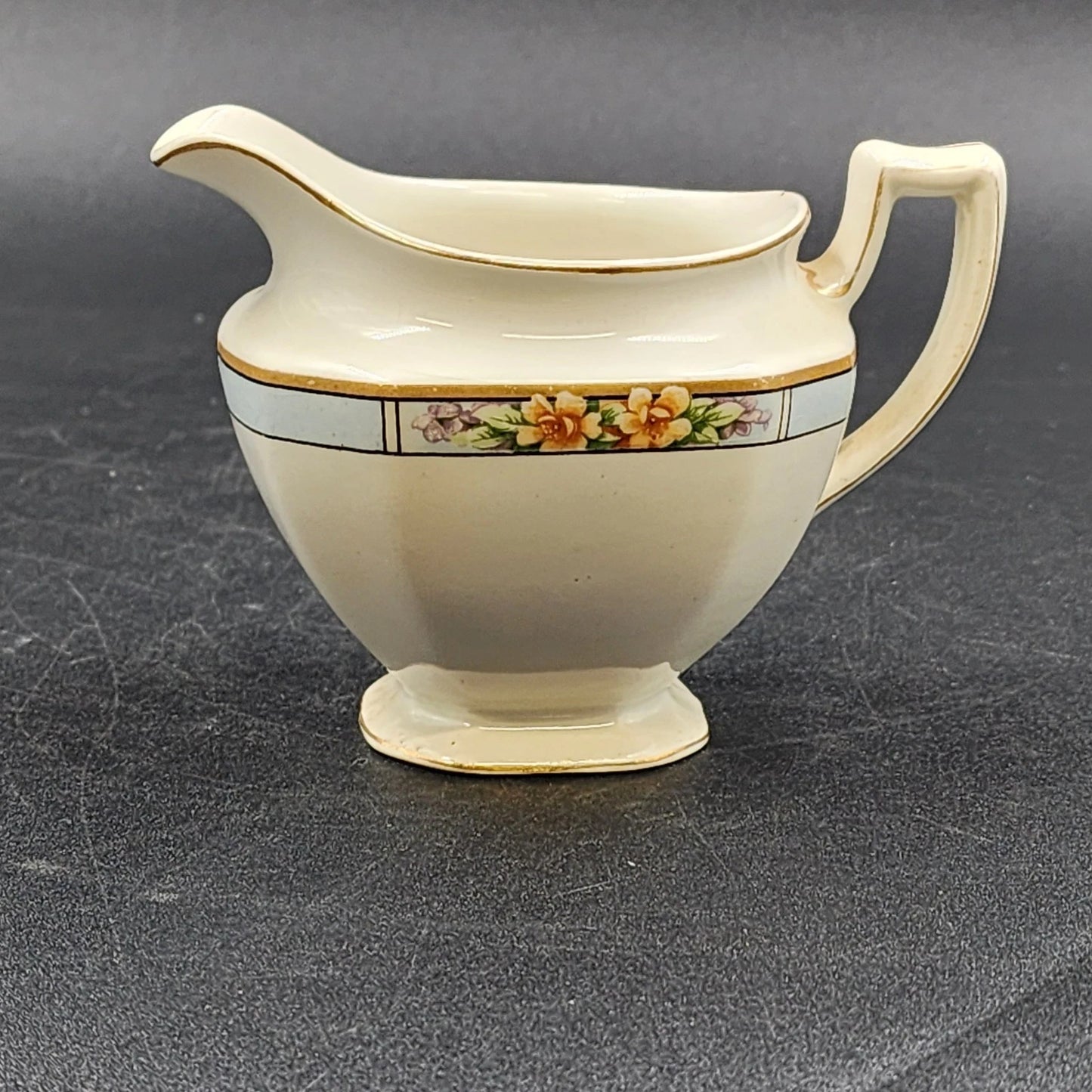 Nebraska Blue floral creamer syrup pitcher England vintage