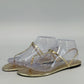 Women's Newport News gold T strap flat sandals size 7.5